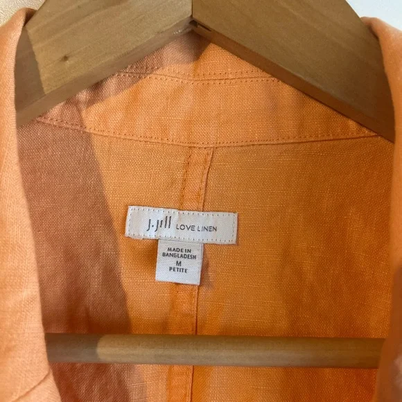 J. Jill Petites Love Linen Orange Blazer Size Medium - Picture 8 of 11